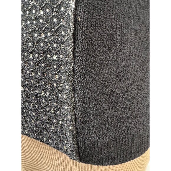 St. John Evening By Marie Gray Black Knit Rhinestone Button Down Top w/ Blemish - Picture 14 of 16